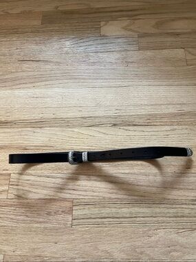 GAP Black Leather Belt with Decorative Silver Buckle and Tips